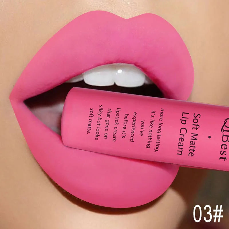 QIBEST Sexy Samt Matte Lip Gloss Flüssigen Lippenstift Lipgloss Schönheit Rot Nude Wasserdicht Langlebig Lip Stain Make-Up Für Frauen