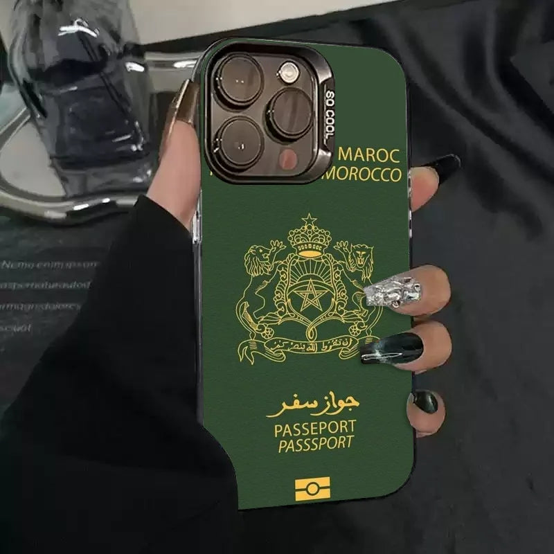 1pc Königreich Marokko Telefon Fall Telefon Fall IMD Farbe Silber Shell Für IPhone 16 15 14 13 12 11 pro Max Plus