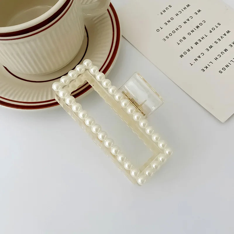 Koreanische Imitation Perle Haarnadeln Geometrische Haar Krallen Bad Große Fang Clip Shark Clip Zurück Kopf Haar Clip Frauen Haar Zubehör
