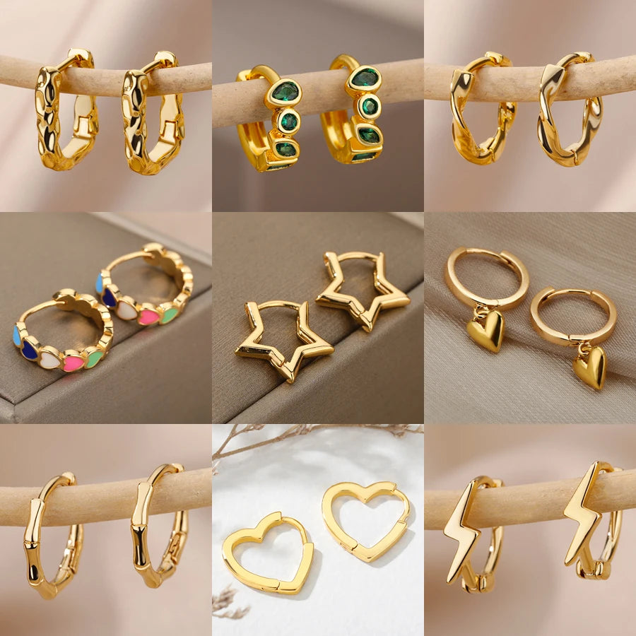 Luxus Stern Pendientes Ohrringe Für Frauen Mädchen Edelstahl Minimalistischen Hoop Piercing 2025, Neu Im y2k Schmuck aretes de mujer