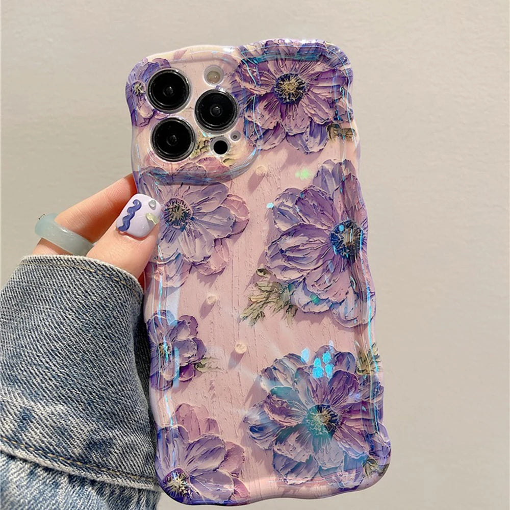 Retro-Ölgemälde iPhone Hülle – Luxuriöser Blumendruck, Stoßfest, für iPhone 11–16 Pro Max