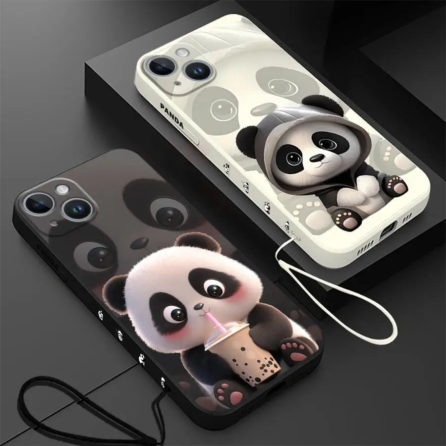 Süße Panda iPhone Hülle – Weiches Silikon Case – für iPhone 7–16 Pro / 14 Pro Max / 15 Plus / SE / XR / XS Max / 12 Mini