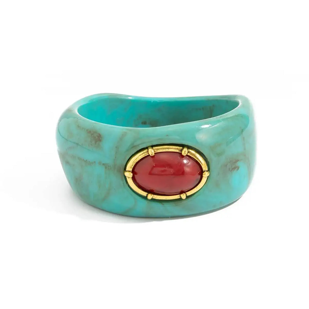 KunJoe Vintage Chunky Resin Acryl Armreif für Damen, Bohemian Geometrisch Unregelmäßiger Breiter Armreif, Schmuck Accessoire