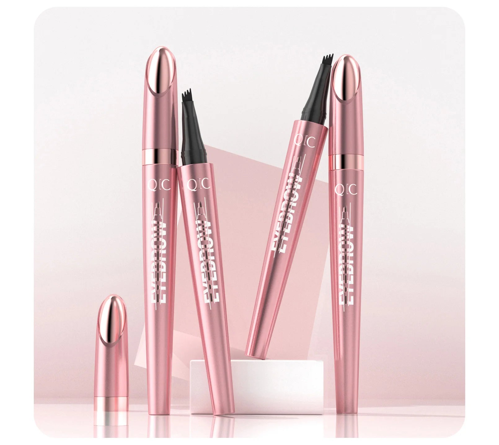 Augenbrauenstift mit 4 Gabelspitzen, 3D-Microblading, wasserfest, dunkelbraun, natürliche Farbe, feiner Strich, magischer Augenbrauenstift, 2024, neue Damen