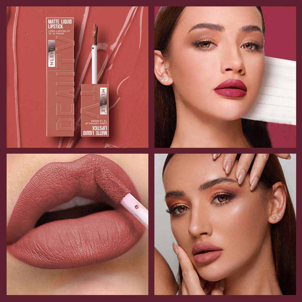 Matte Flüssig-Lippenstift 6 Farben – Langanhaltend, Wasserdicht, Sexy Nude/Rosa/Rot