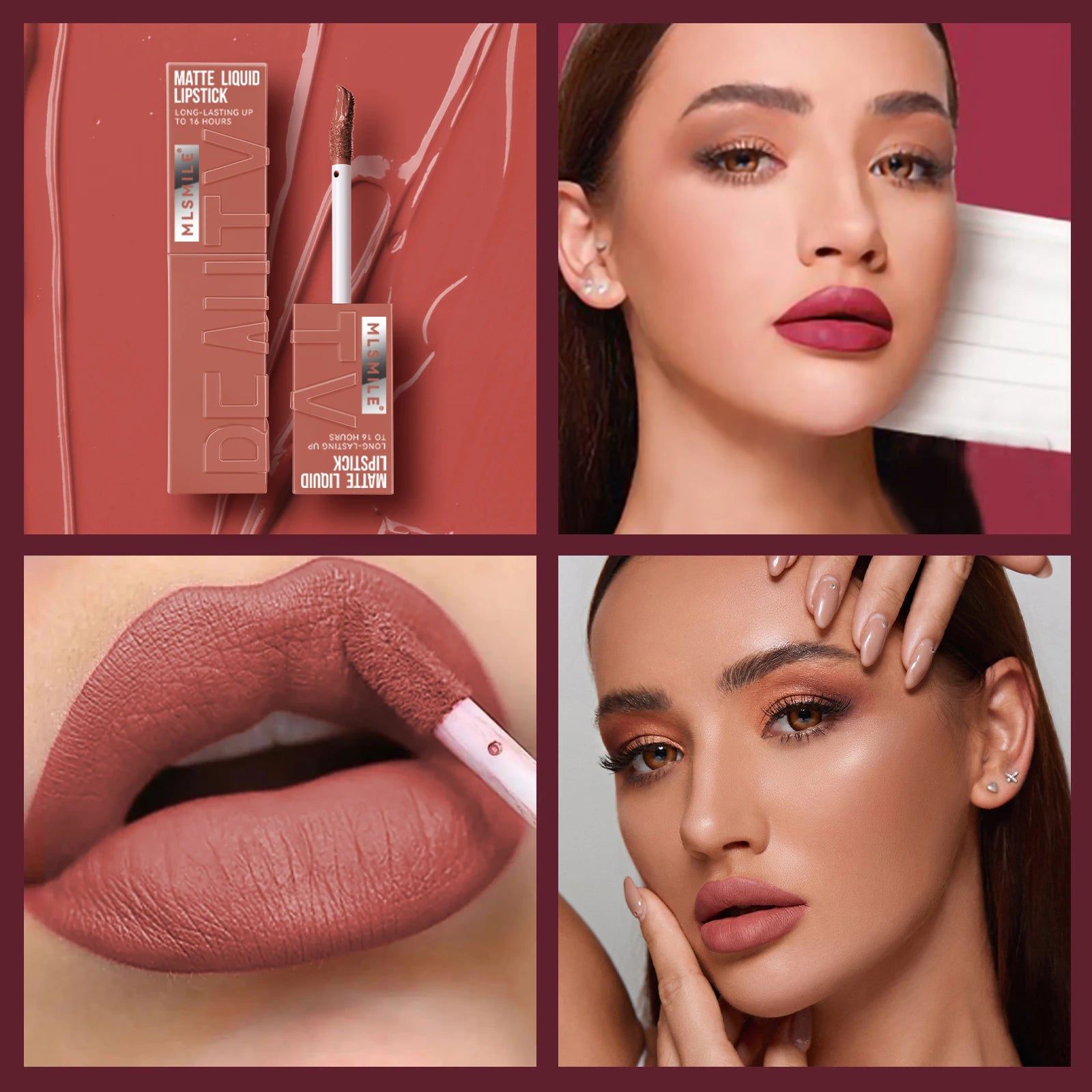 Matte Flüssig-Lippenstift 6 Farben – Langanhaltend, Wasserdicht, Sexy Nude/Rosa/Rot