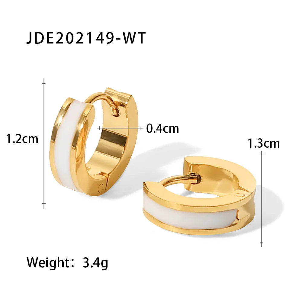 Glamour Jewelry Edelstahl tropfendes Öl schwarz weiß bunte Emaille-Creolen geometrische Emaille-Ohrstecker für Frauen
