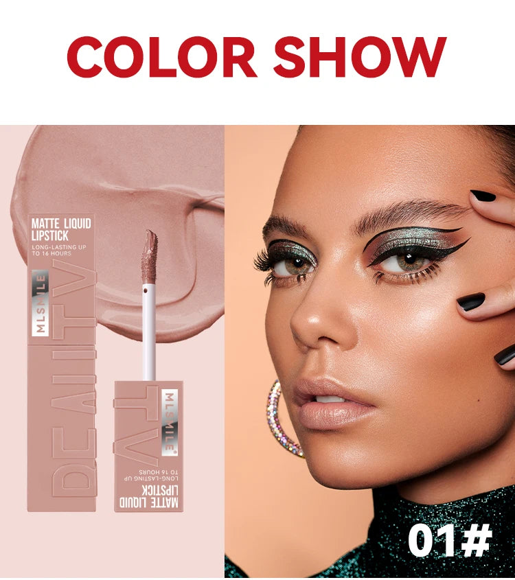 Matte Flüssig-Lippenstift 6 Farben – Langanhaltend, Wasserdicht, Sexy Nude/Rosa/Rot