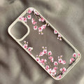 Rosa Magnolienblüten-Handyhülle für iPhone 17, 16, 15, 14, 11, 13, 12 Pro Max, 7 oder 8, SE, 17 Air Plum Blossom, stoßfeste, klare Hartschale