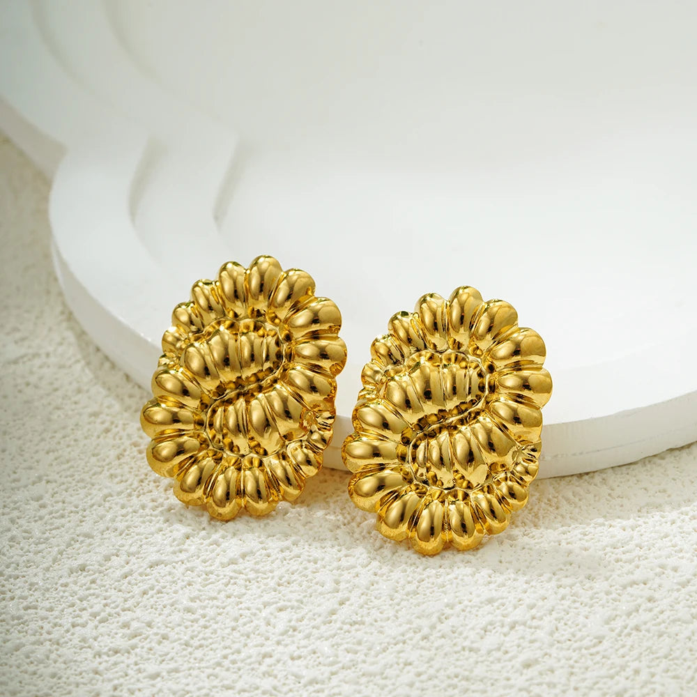 Mode Glänzende Drei-Schicht Strukturierte Kreuzung Knoten Ohrringe für Frauen Gold Farbe Edelstahl Ohrring Vintage-Schmuck Geschenk