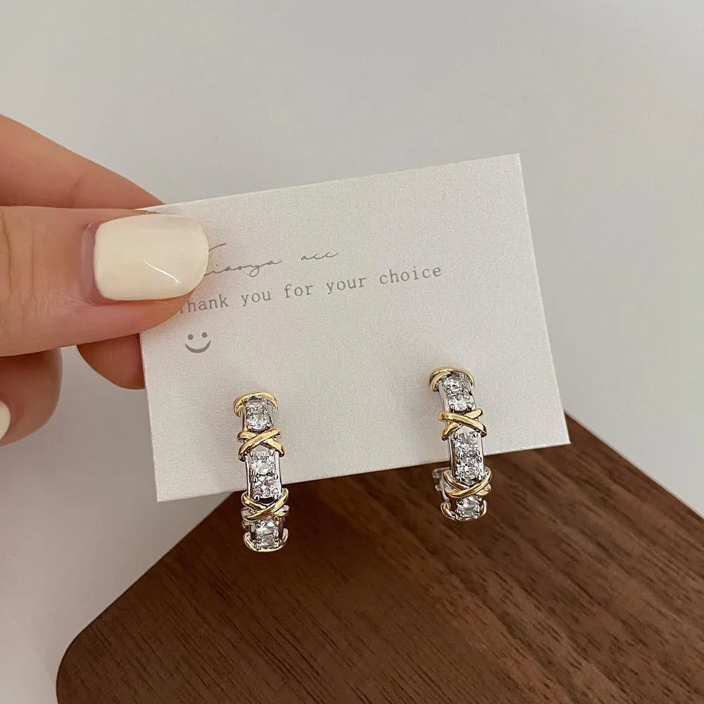Vintage CC Design Ohrstecker für Frauen Koreanische Mode X Kreuz Zirkon Ohrring Verlobung Schmuck Geschenke Großhandel