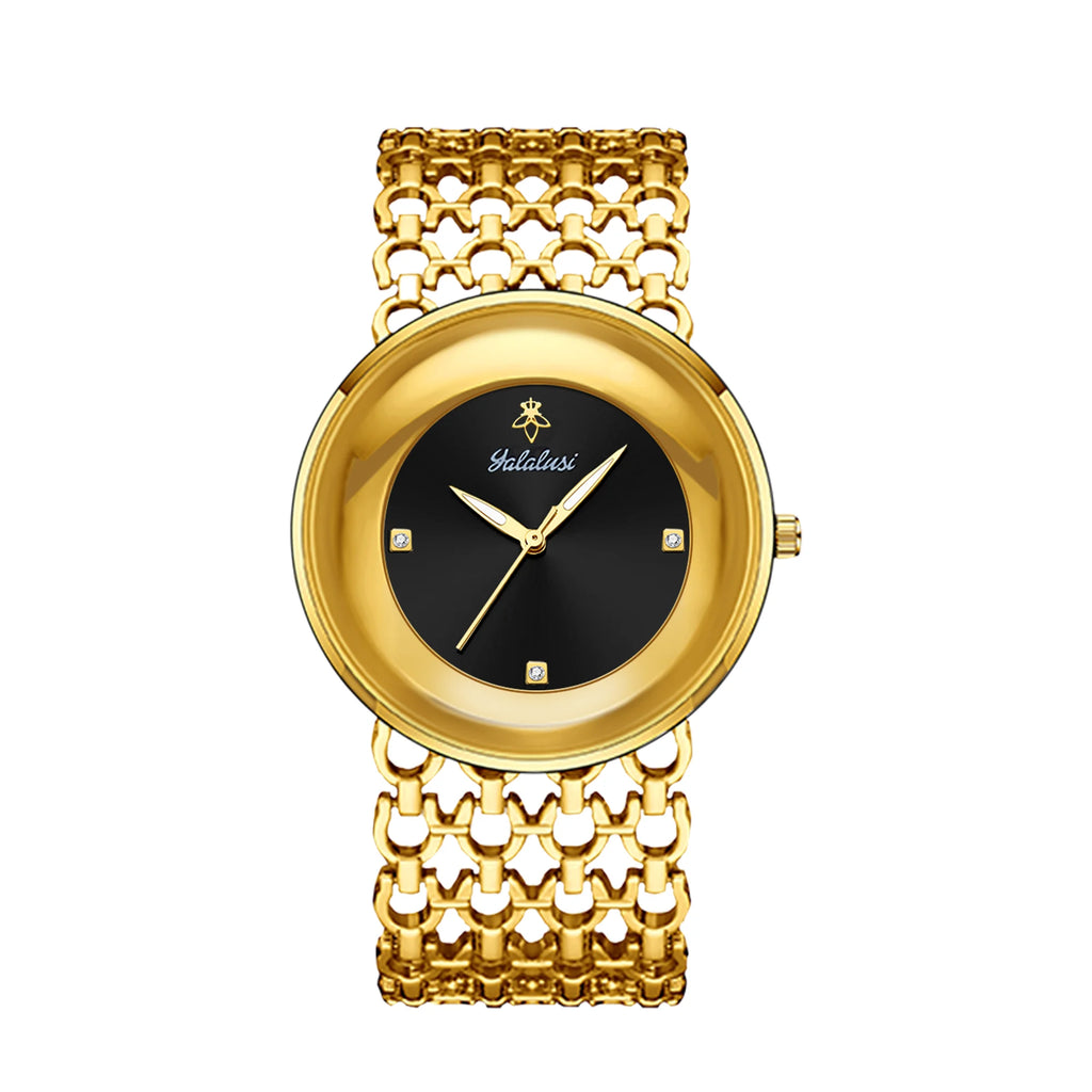 YaLaLuSi Damen-Quarzuhr Gold Luxus-Aktion Skelett-Armband-Design Box-Uhr Vergoldet