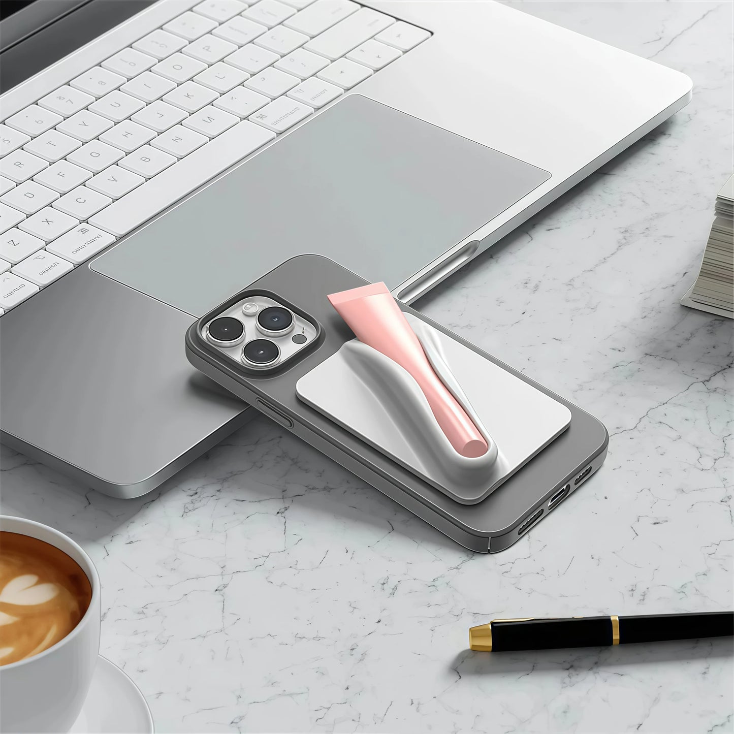 Lipgloss & Lippenstift Handyhalter – Weiche Silikon Universalhalterung für iPhone 15/14/16 Pro Max & Samsung S24/S25 – Starker Klebe-Standfuß für den Schreibtisch