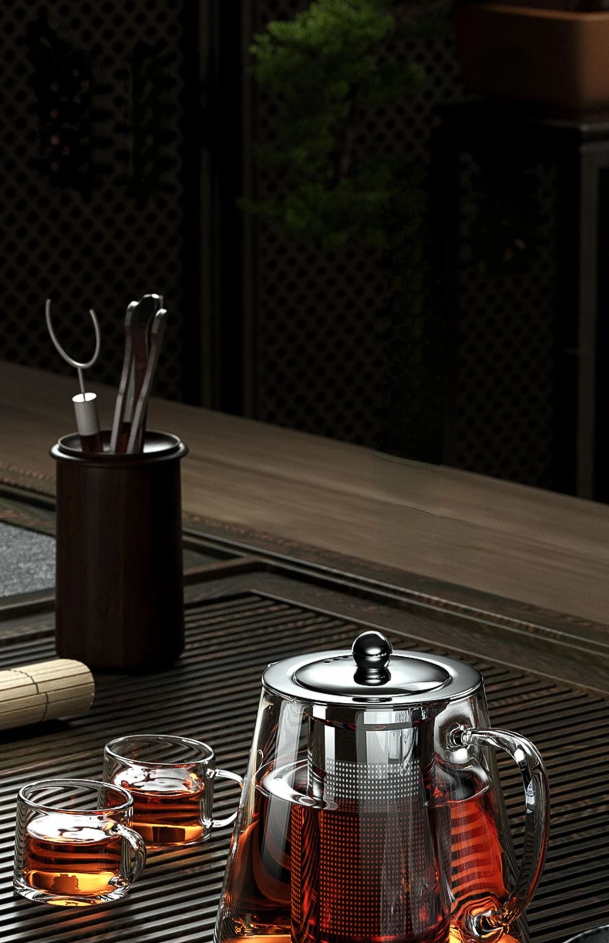 Hitzebeständige Glas-Teekanne mit Edelstahl-Sieb