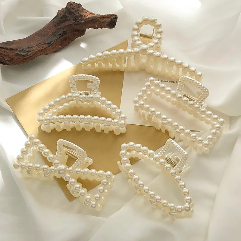Koreanische Imitation Perle Haarnadeln Geometrische Haar Krallen Bad Große Fang Clip Shark Clip Zurück Kopf Haar Clip Frauen Haar Zubehör