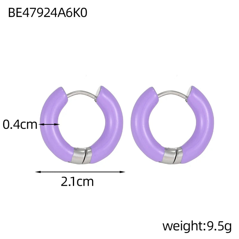 Glamour Jewelry Edelstahl tropfendes Öl schwarz weiß bunte Emaille-Creolen geometrische Emaille-Ohrstecker für Frauen