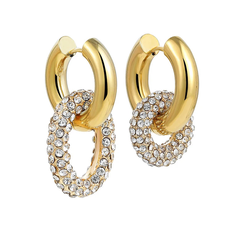 Mode CZ Zirkon Runde Huggie Creolen für Frauen Geometrische U Form Ohr Schnalle Hoops Vergoldet Edelstahl Schmuck