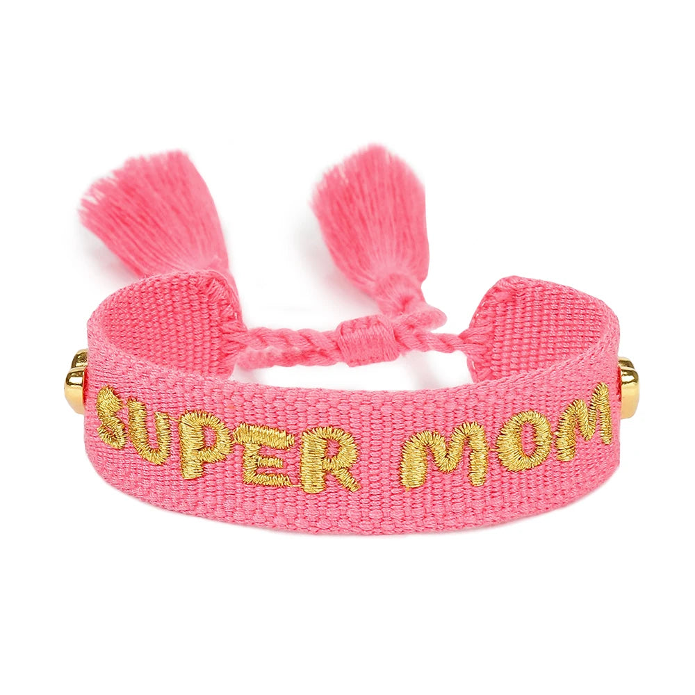 BEST MOM Stickerei-Armbänder, verstellbares Armband, Geschenk für Super-Mama