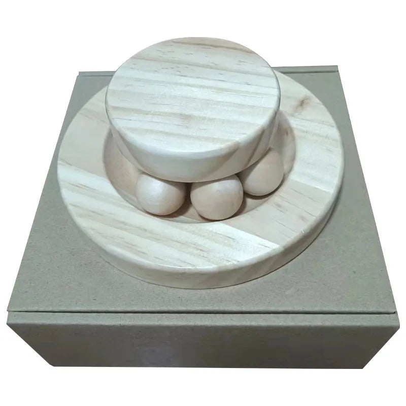 Holz-Katzen-Spielturm 2/3 Ebenen | Intelligenzspielzeug mit Bällen & Drehteller für Katzen