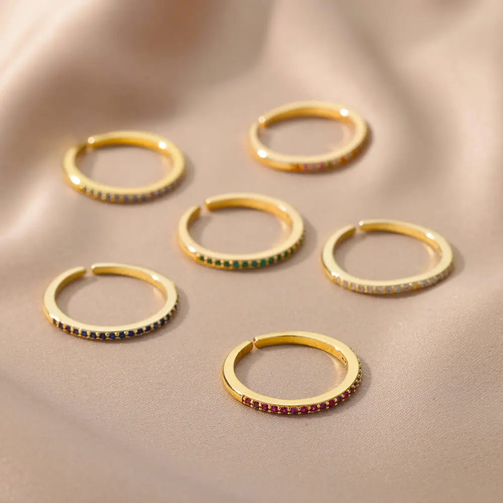 Mini Zirkon Grüne Ringe Für Frauen Edelstahl Gold Farbe Einstellbare Finger Ring Verlobung Hochzeit Weihnachten Schmuck Geschenk
