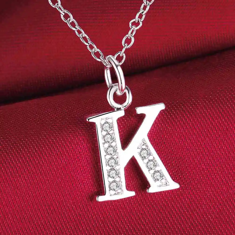 26 Buchstaben 925 Sterling Silber Halskette Anhänger Zirkon für Frauen exquisite Student Freundin Schmuck Zubehör Hochzeitsgeschenk
