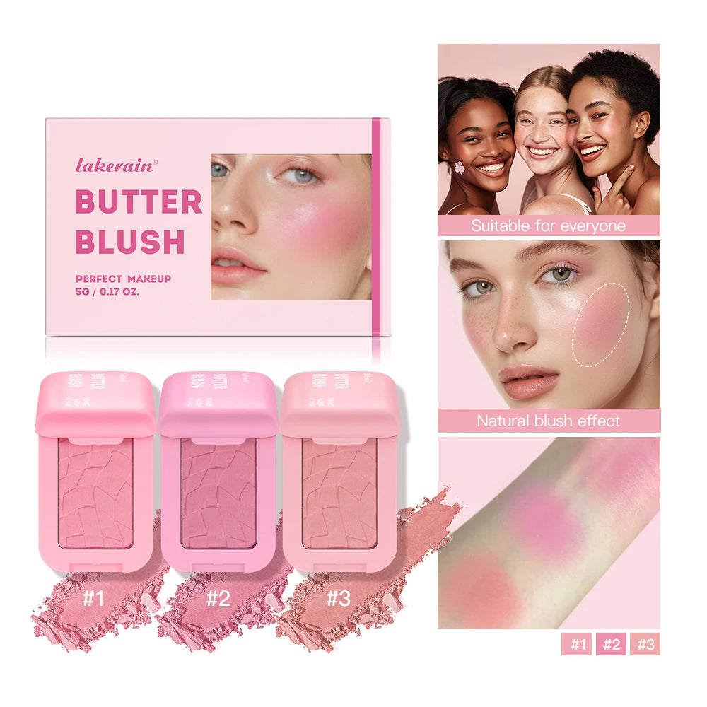 Professionelles Puder-Rouge – 12 Stunden Halt, Vegane Formel, Rosa & Creme