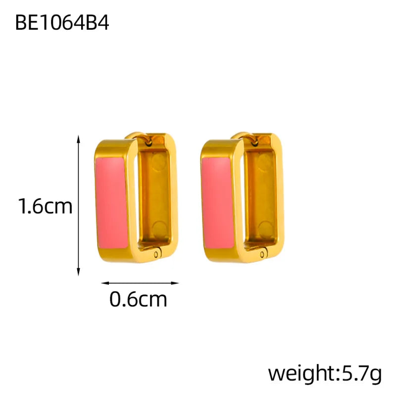 Glamour Jewelry Edelstahl tropfendes Öl schwarz weiß bunte Emaille-Creolen geometrische Emaille-Ohrstecker für Frauen