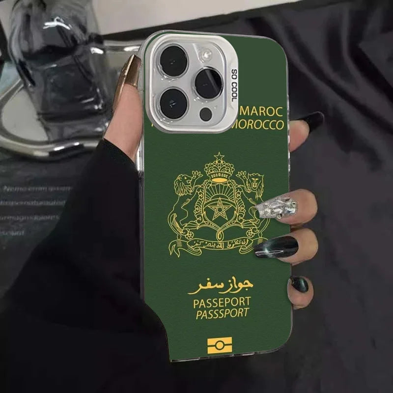 1pc Königreich Marokko Telefon Fall Telefon Fall IMD Farbe Silber Shell Für IPhone 16 15 14 13 12 11 pro Max Plus