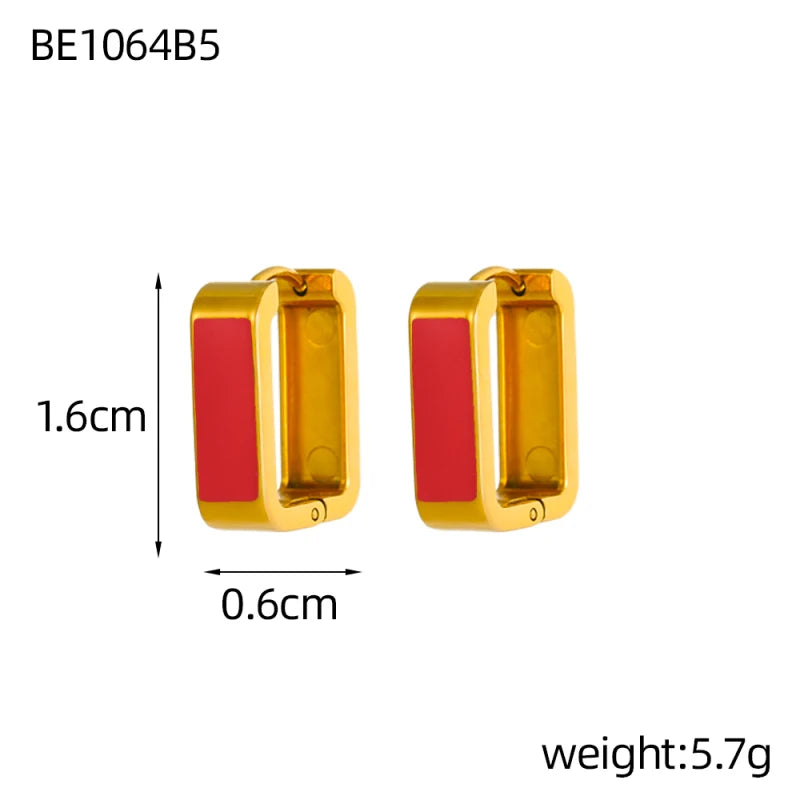 Glamour Jewelry Edelstahl tropfendes Öl schwarz weiß bunte Emaille-Creolen geometrische Emaille-Ohrstecker für Frauen