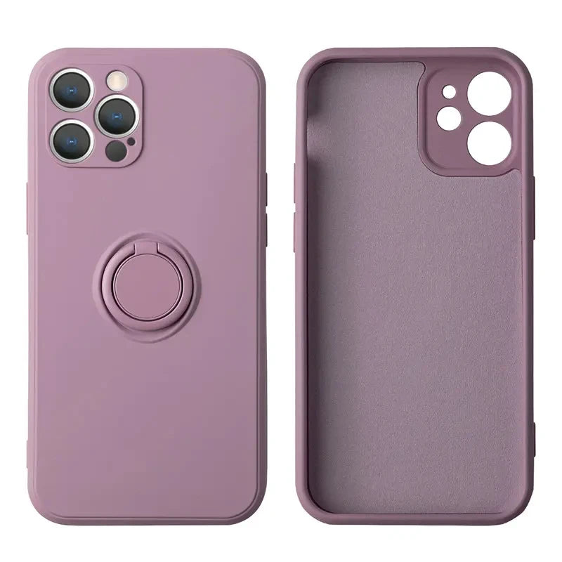 Flüssiges Silikon, magnetische Halterung, Ring-Telefonhüllen für iPhone 15 14 13 12 11 Pro Max Mini X XS XR 8 7 Plus, stoßfeste Rückseite