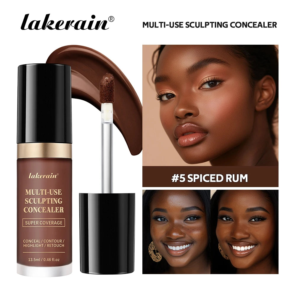 Lakerain 5-Farben-wasserfester Concealer, matt, hohe Deckkraft, ölkontrollierende Grundierung für Aknenarben und Augenringe, Kosmetika