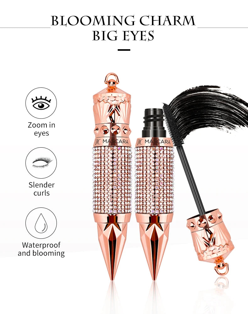 Mascara wasserdicht wisch fest längliche Wimpern Make-up-Tool, natürliche dicke Locken, Strass dekorative Schale