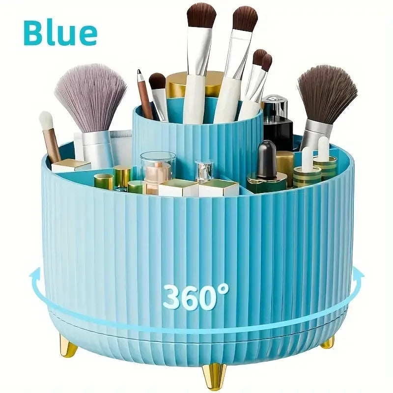 360 °   Rotierender 5-Slot-Make-up-Pinselhalter, Organizer, multifunktionale Schreibtischaufbewahrung, Kosmetikaufbewahrung für Waschtisch, Schreibtisch, Badezimmer