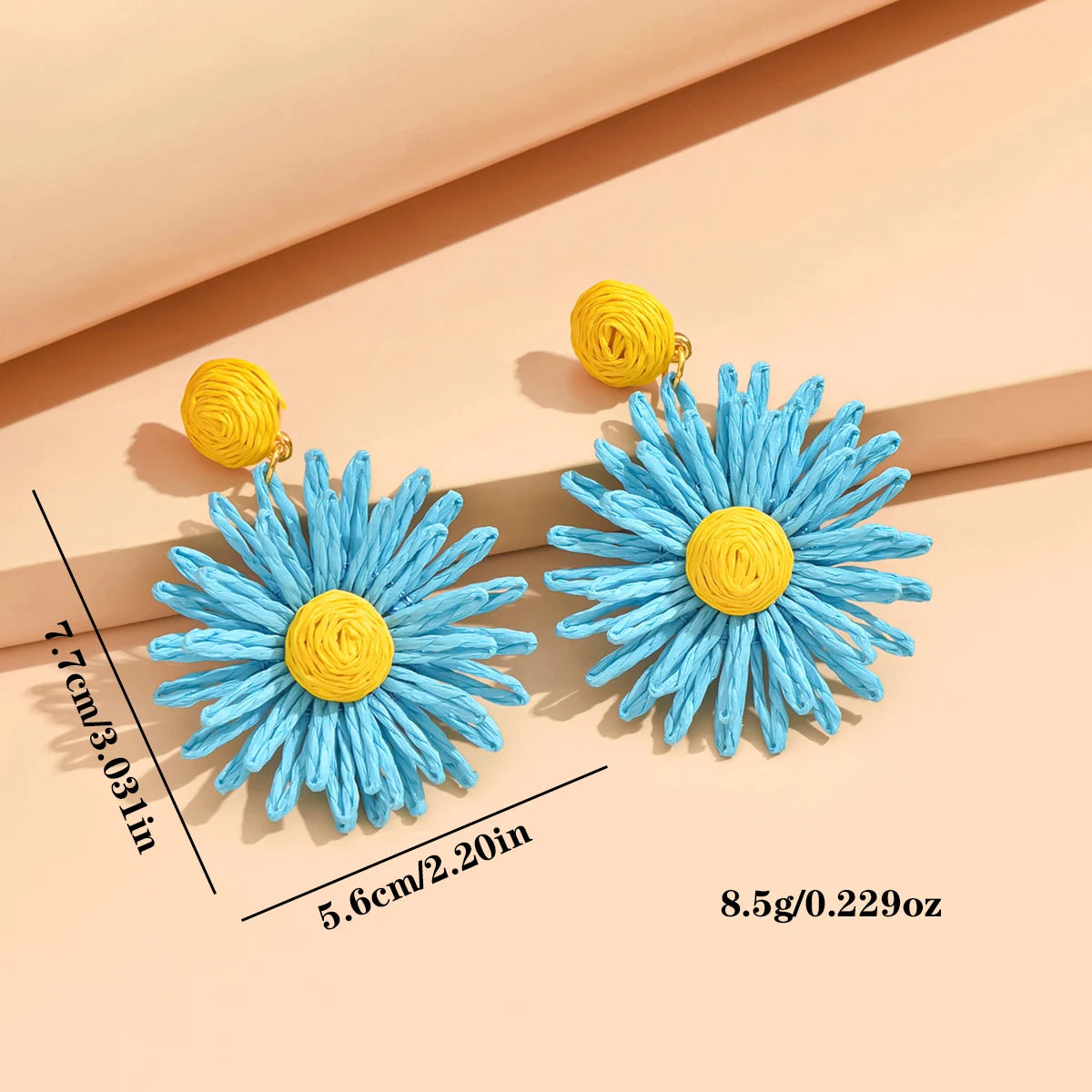 Bunte Sonnenblumen-Ohrringe für Frauen und Mädchen, handgefertigt, böhmische Rattan-Strickohrringe, Sommer-Party-Schmuck, Geschenke