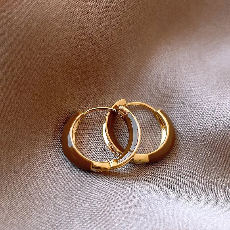 Vintage Tropft Öl U-förmigen Ohrring für Frauen Einfache Creolen Temperament Persönlichkeit Alle-passenden Schmuck Weibliche 2024
