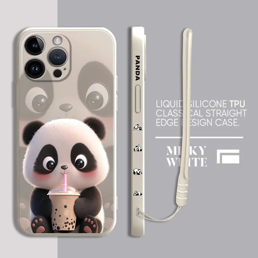 Süße Panda iPhone Hülle – Weiches Silikon Case – für iPhone 7–16 Pro / 14 Pro Max / 15 Plus / SE / XR / XS Max / 12 Mini