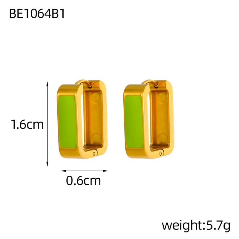 Glamour Jewelry Edelstahl tropfendes Öl schwarz weiß bunte Emaille-Creolen geometrische Emaille-Ohrstecker für Frauen