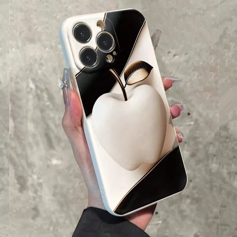 Luxuriöse Handyhülle mit Fruchtdruck für iPhone 16 15 14 13 12 11 X XR XS SE2 8 7 Plus Pro Max Mini Straight-Edge-Silikon-Rückseite