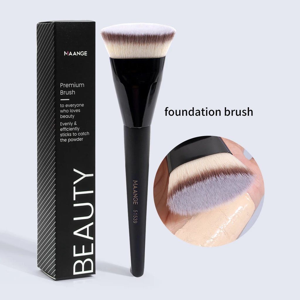 MAANGE Flachkopf-Grundierungspinsel mit Box – Für Puder, Rouge & Concealer