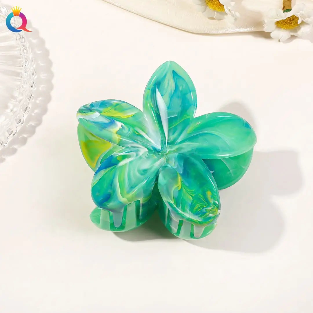 Hawaiianische Blumenkrallenklammern für Frauen, Blumen-Haarklammern mit Marmorader für dünnes Haar, süßer Strand-Haarschmuck