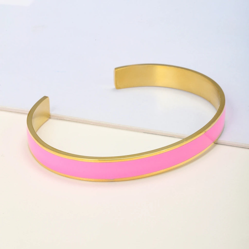 CARLIDANA Trendy Edelstahl Bunte Tropfen Öl Gold Farbe Überzogene Manschette Armreif für Frauen Schmuck Party Geschenk Drop Shipping