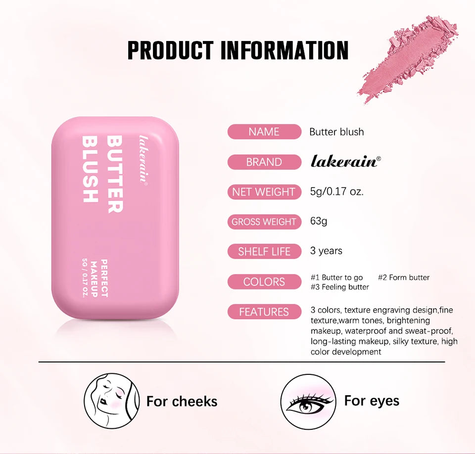 Professionelles Puder-Rouge – 12 Stunden Halt, Vegane Formel, Rosa & Creme