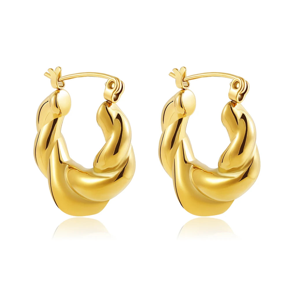 Mode CZ Zirkon Runde Huggie Creolen für Frauen Geometrische U Form Ohr Schnalle Hoops Vergoldet Edelstahl Schmuck