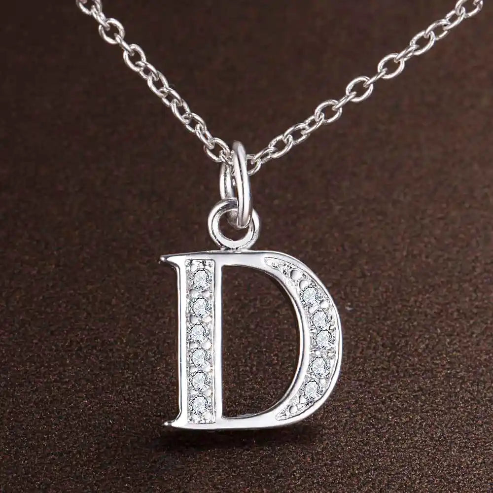 26 Buchstaben 925 Sterling Silber Halskette Anhänger Zirkon für Frauen exquisite Student Freundin Schmuck Zubehör Hochzeitsgeschenk