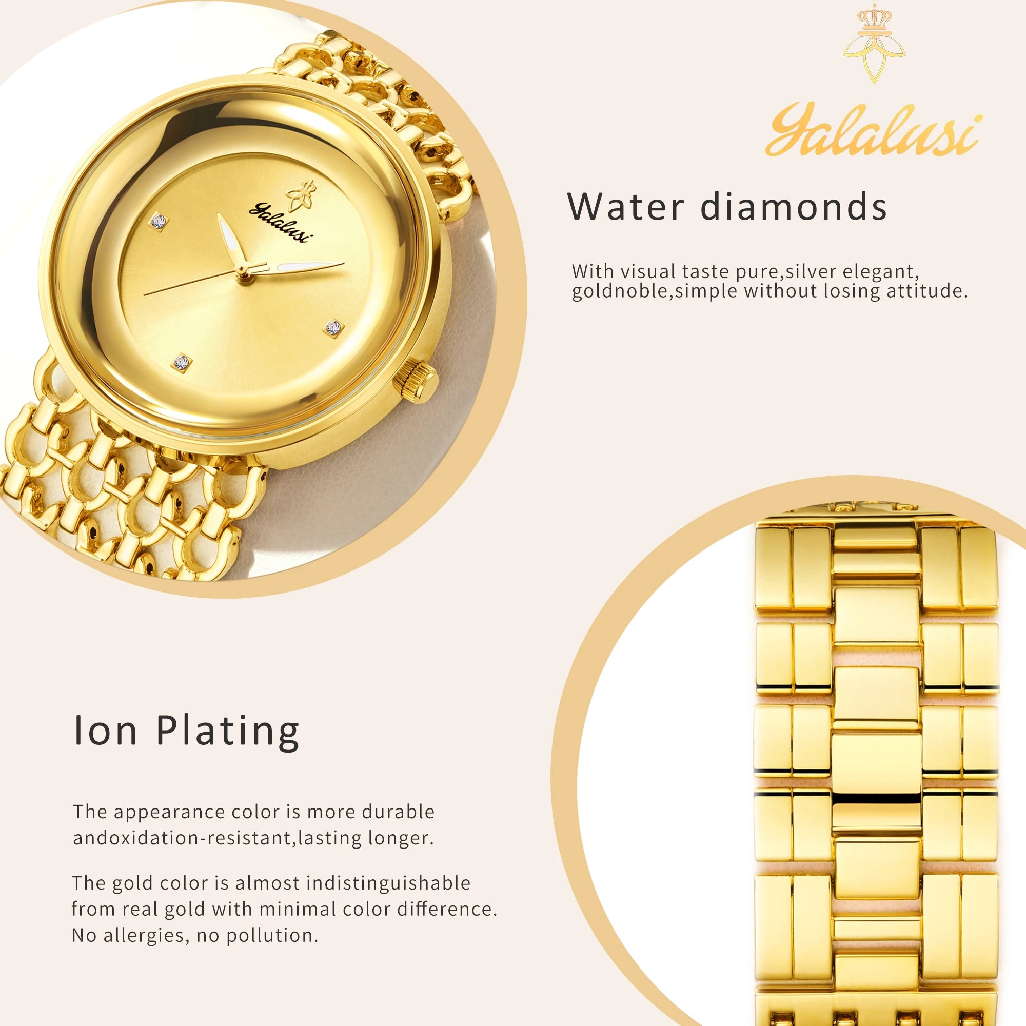 YaLaLuSi Damen-Quarzuhr Gold Luxus-Aktion Skelett-Armband-Design Box-Uhr Vergoldet