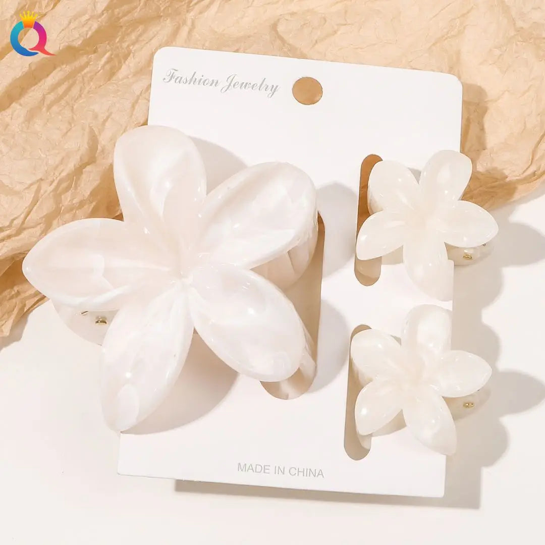 Hawaiianische Blumenkrallenklammern für Frauen, Blumen-Haarklammern mit Marmorader für dünnes Haar, süßer Strand-Haarschmuck