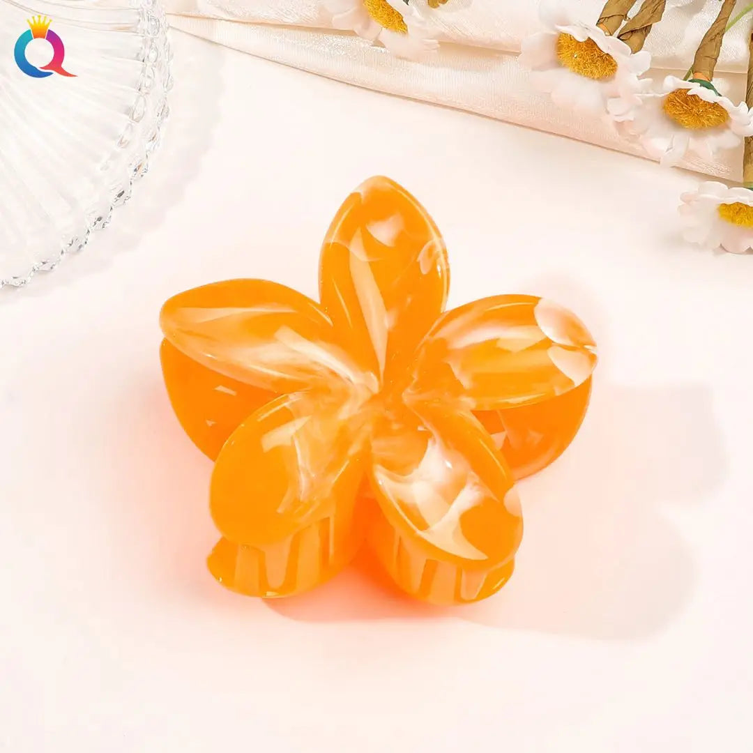 Hawaiianische Blumenkrallenklammern für Frauen, Blumen-Haarklammern mit Marmorader für dünnes Haar, süßer Strand-Haarschmuck