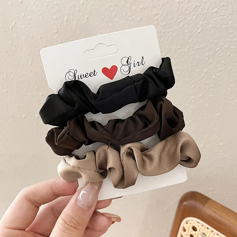 Satin Scrunchies für Frauen | Set Elastische Haarbänder