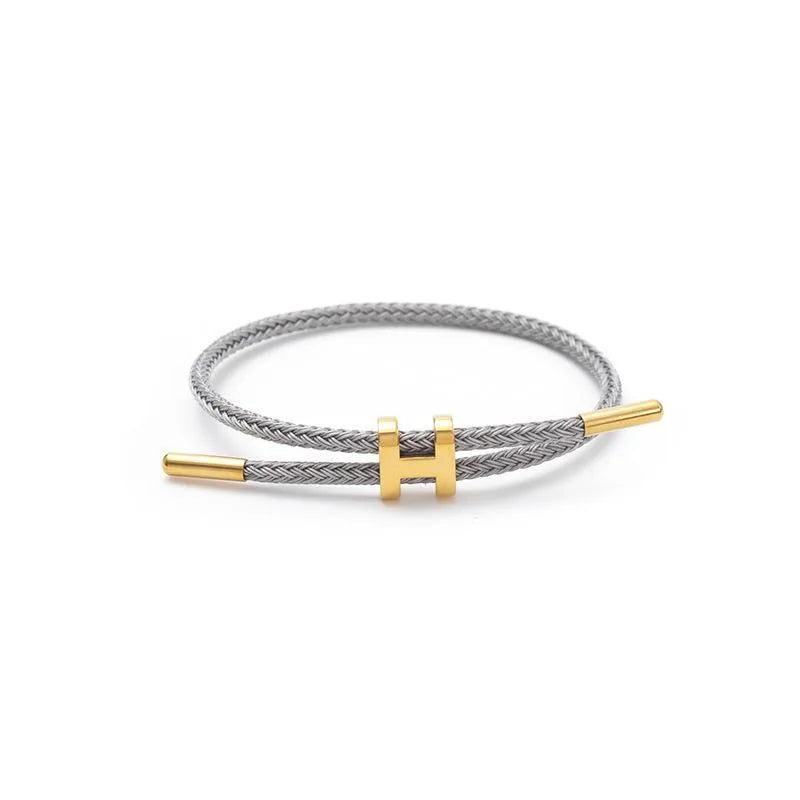 G&D Edelstahl vergoldetes einfaches H-förmiges verstellbares Hartseil-Armband, geeignet als Geschenk für den täglichen Gebrauch von Damen und Herren