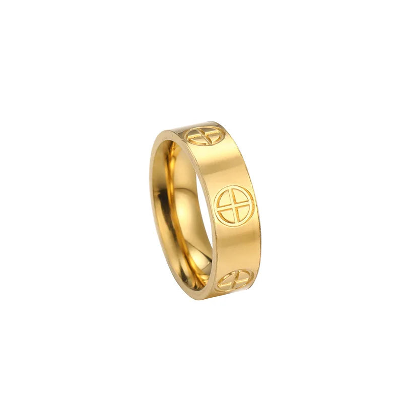 Luxusmarke, klassisches Kreuz mit Stein, Edelstahlring für Mädchen und Frauen, Paarringe für Hochzeit, Geburtstag, Geschenk, verblasst nicht